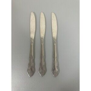 Rogers Co. stainless flatware Rose Set 3 dinner knives 8 1/2